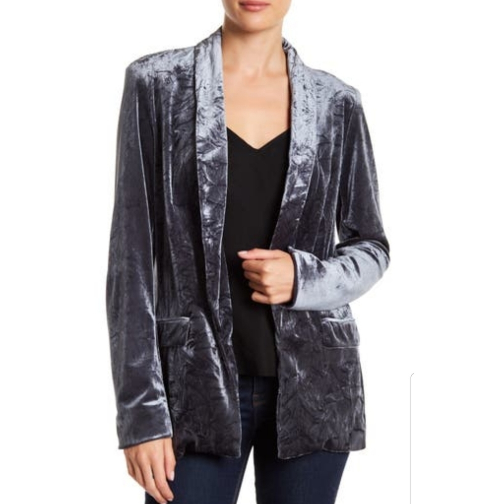 Ro & De | Crushed Velvet Blazer | Silver | NWT